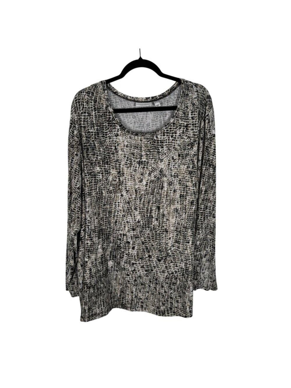 Susan Graver Women 5X Scoop Neck Printed Long Sleeve Brushed Liquid Knit Top - Picture 2 of 10